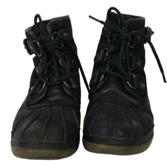 Ugg Cecile Leather Waterproof Ankle Boot Lace Up Black - Picture 14 of 14